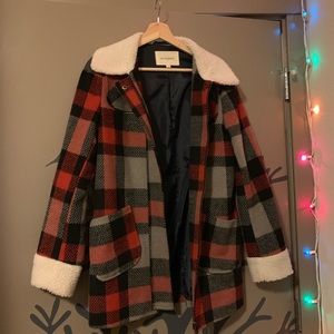 Dolls Kill Plaid Sherpa Collar Coat
